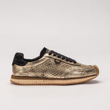 Sneaker N.3 Oro Dorées — couro metalizado com efeito craquelê lixado, feito no Brasil

